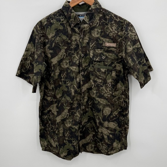 Columbia PHG Performance Hunting Gear Camo Short Sleeve Button Up Shirt Mens S - Picture 2 of 7